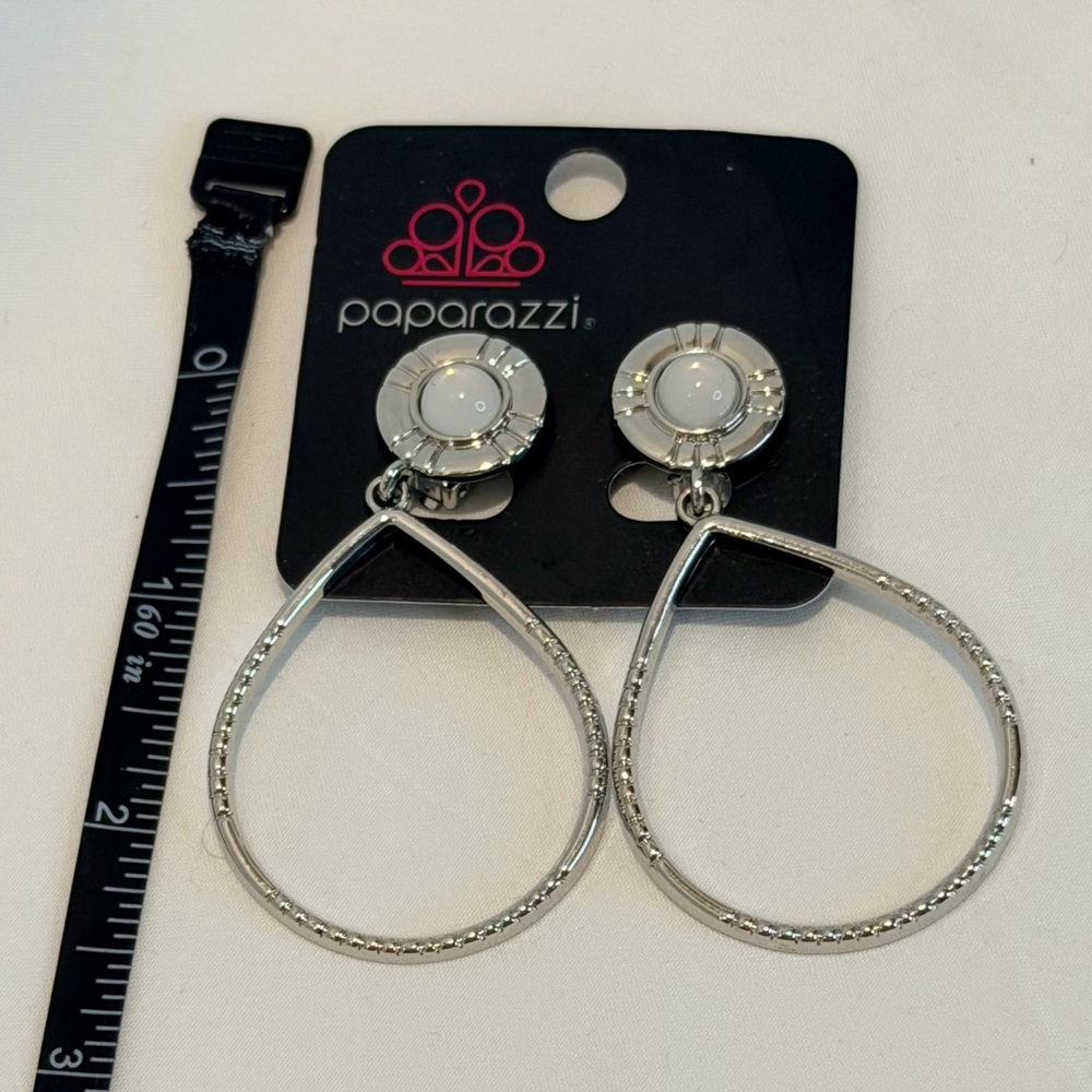 Paparazzi Earring ~ Fairytale Finish - White clip-on